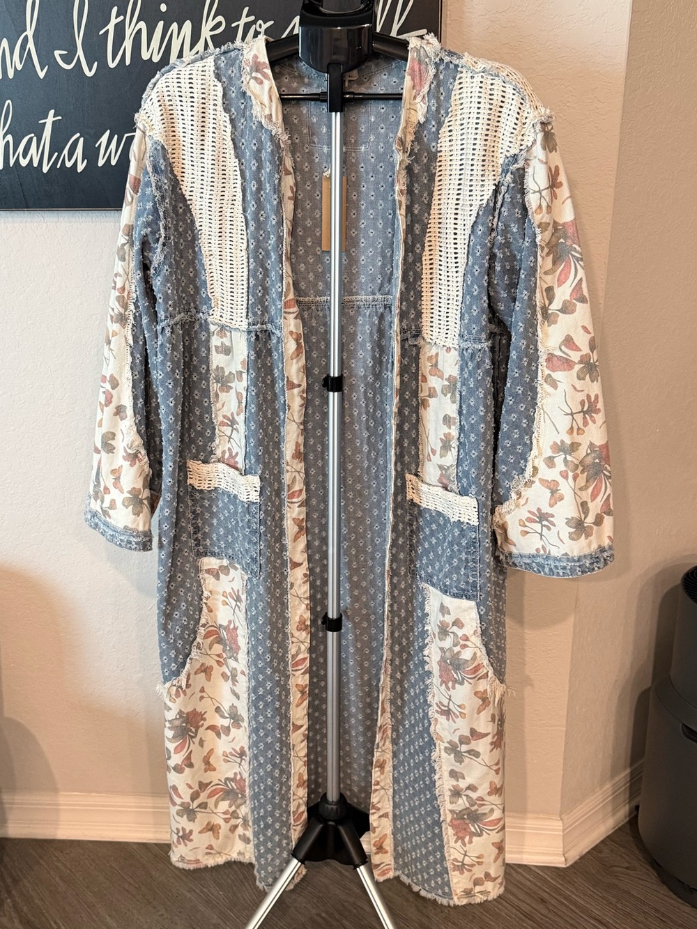 POL Floral Patchwork Denim Duster NEW